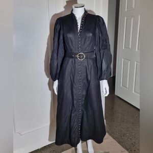 Linen Zimmermann Long Sleeve Midi Dress